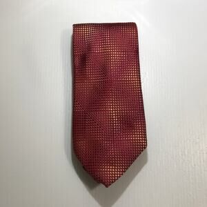 ALBY Made in Italy Silk Red Gold Polka Dot Wide Long Mens Necktie 59”